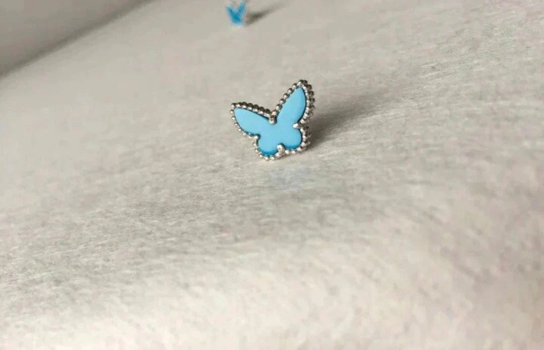 [Vellora Opalyn]BUTTERFLY TURQUOISE EARRINGS SILVER
