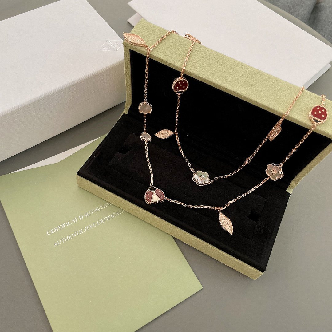 [Vellora Opalyn]LUCKY SPRING 15 MOTIFS ROSE GOLD NECKLACE