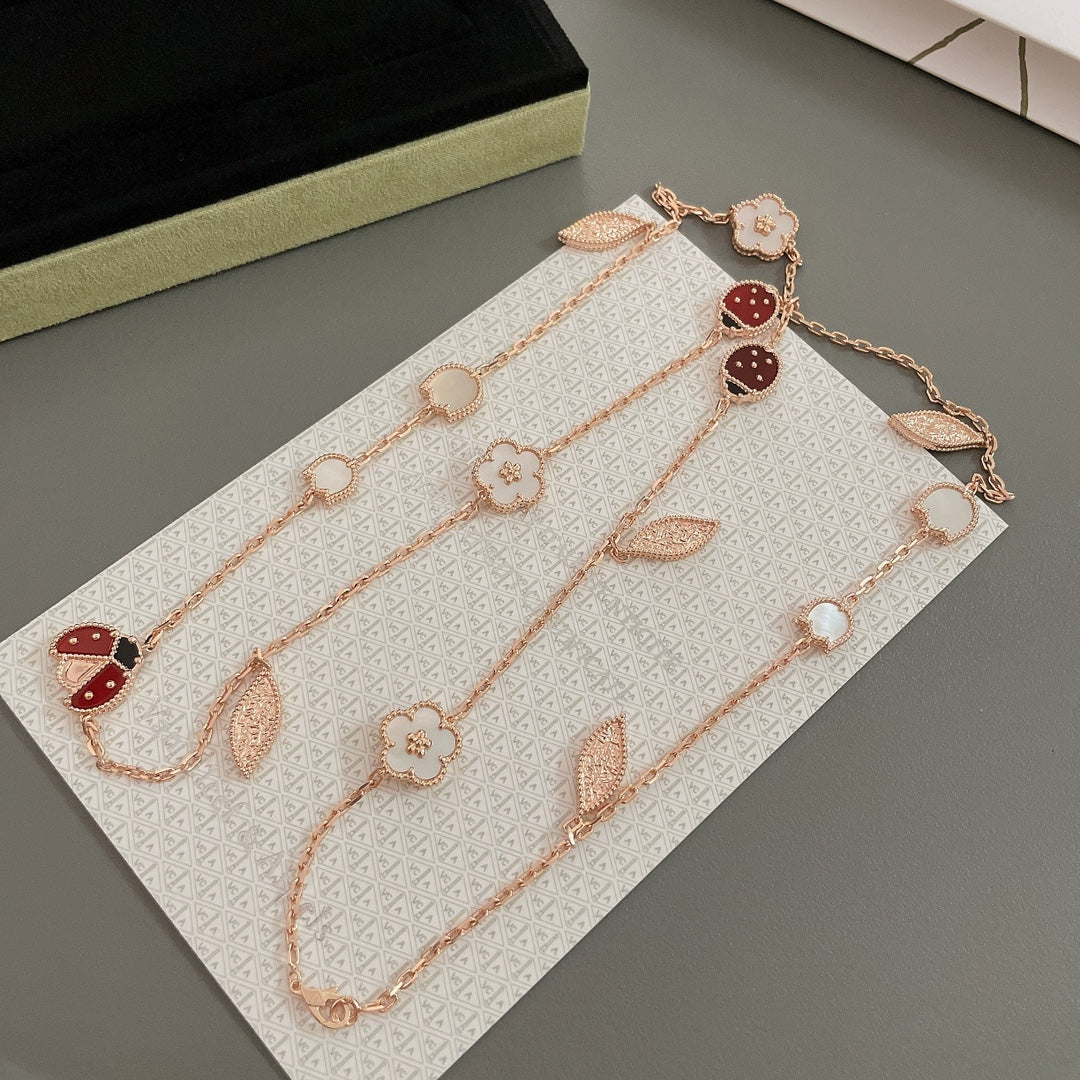 [Vellora Opalyn]LUCKY SPRING 15 MOTIFS ROSE GOLD NECKLACE