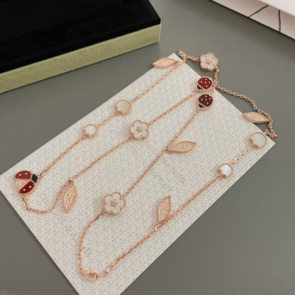 [Vellora Opalyn]LUCKY SPRING 15 MOTIFS ROSE GOLD NECKLACE
