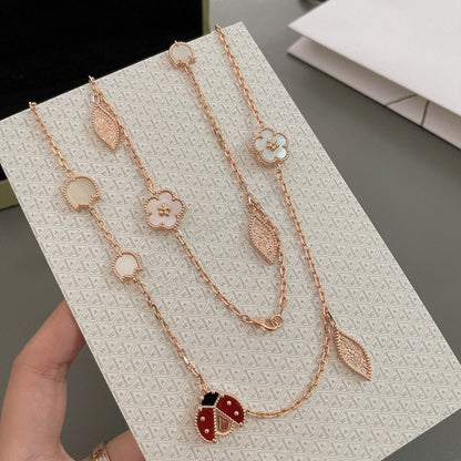 [Vellora Opalyn]LUCKY SPRING 15 MOTIFS ROSE GOLD NECKLACE