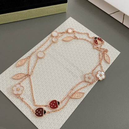 [Vellora Opalyn]LUCKY SPRING 15 MOTIFS ROSE GOLD NECKLACE