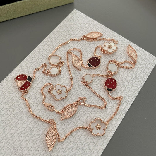 [Vellora Opalyn]LUCKY SPRING 15 MOTIFS ROSE GOLD NECKLACE