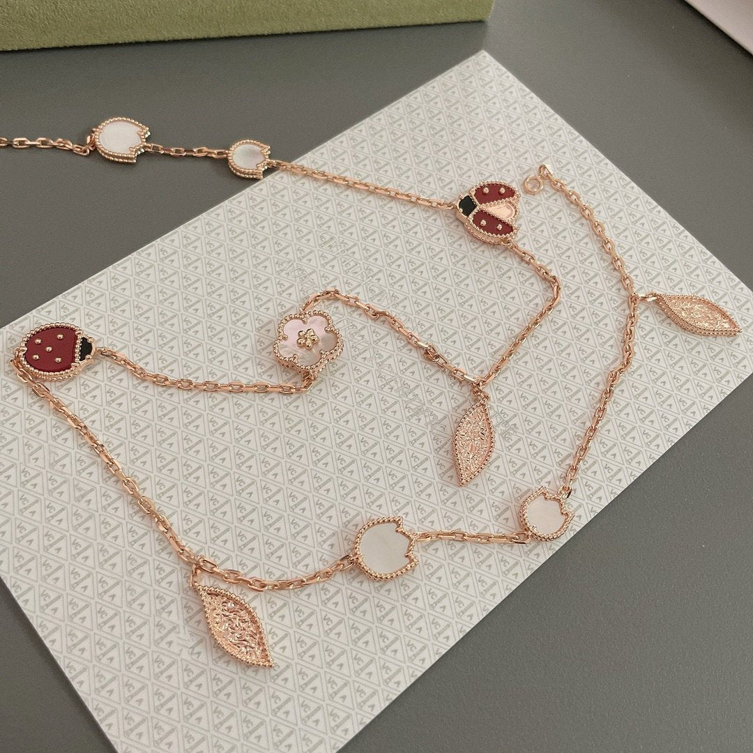 [Vellora Opalyn]LUCKY SPRING 15 MOTIFS ROSE GOLD NECKLACE