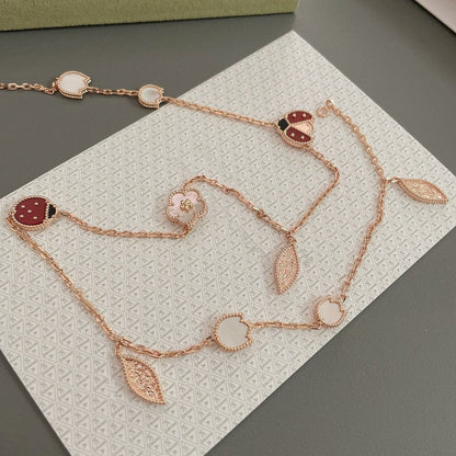 [Vellora Opalyn]LUCKY SPRING 15 MOTIFS ROSE GOLD NECKLACE
