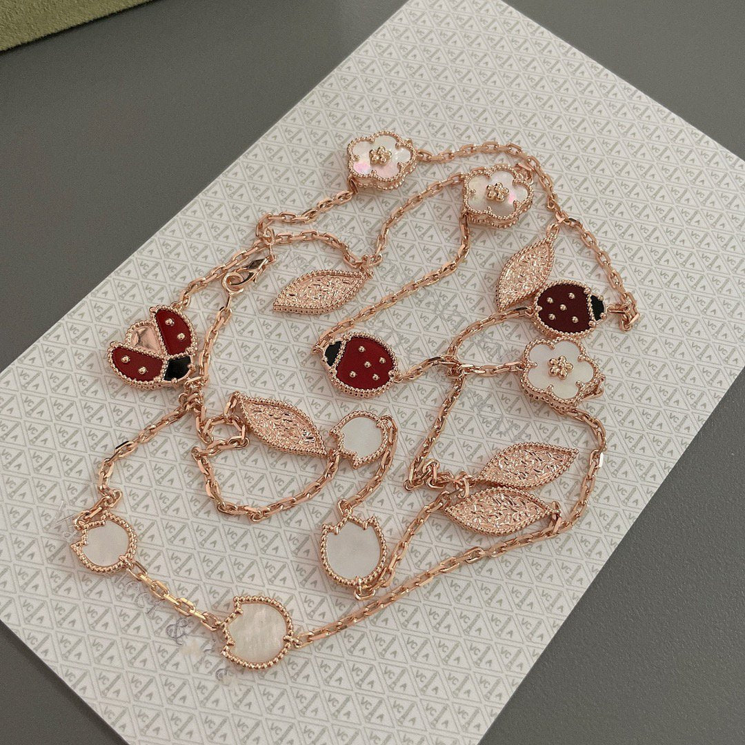 [Vellora Opalyn]LUCKY SPRING 15 MOTIFS ROSE GOLD NECKLACE