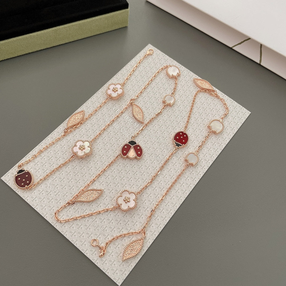 [Vellora Opalyn]LUCKY SPRING 15 MOTIFS ROSE GOLD NECKLACE