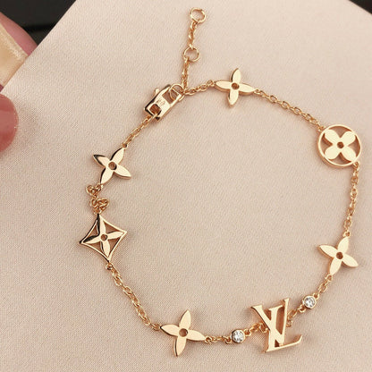 [Vellora Opalyn]STAR AND SUN 7 MOTIFS GOLD BRACELET