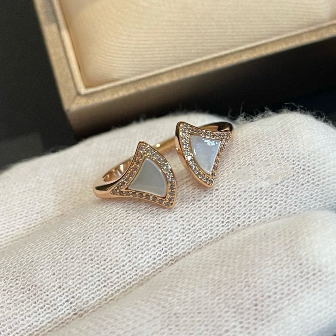 [Vellora Opalyn]DREAM MOP DIAMOND OPEN RING