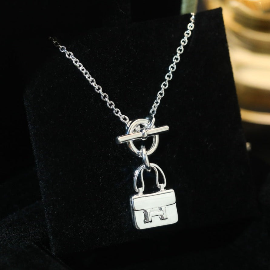 [Vellora Opalyn]POP H PEDANT SILVER NECKLACE
