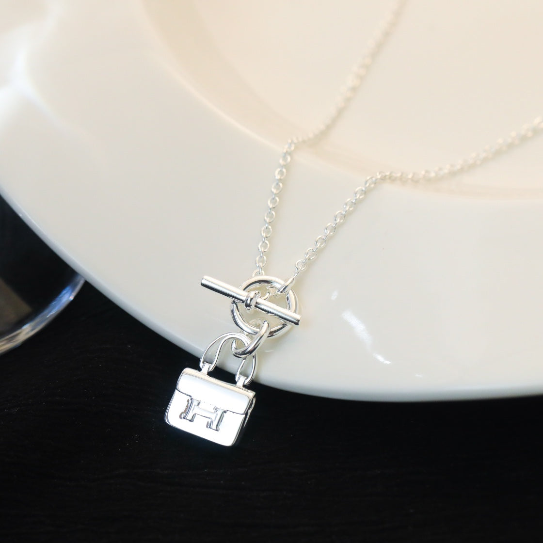 [Vellora Opalyn]POP H PEDANT SILVER NECKLACE