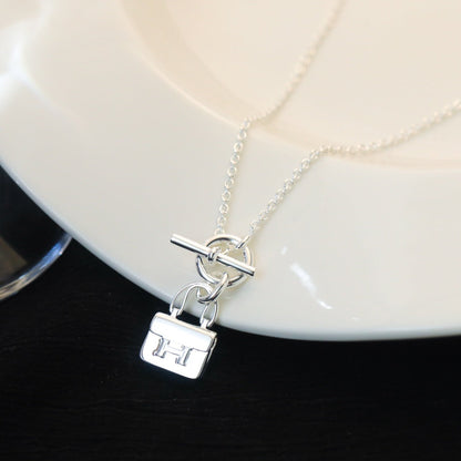 [Vellora Opalyn]POP H PEDANT SILVER NECKLACE