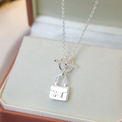 [Vellora Opalyn]POP H PEDANT SILVER NECKLACE