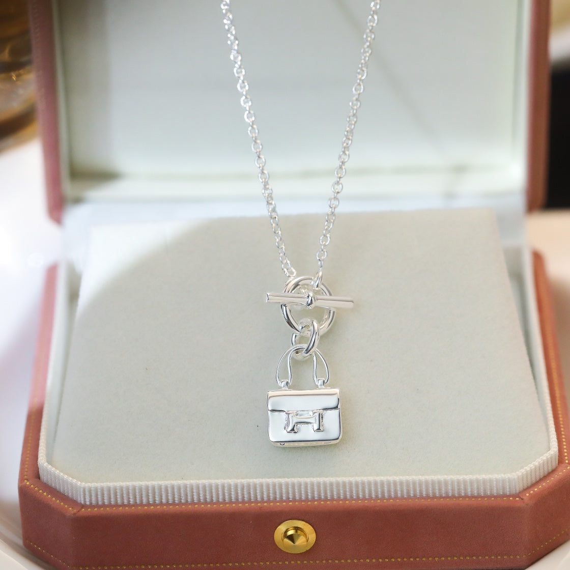 [Vellora Opalyn]POP H PEDANT SILVER NECKLACE