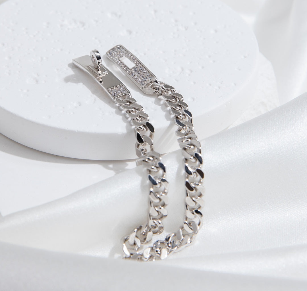 [Vellora Opalyn]KELLY CHAIN SILVER DIAMOND BRACELET