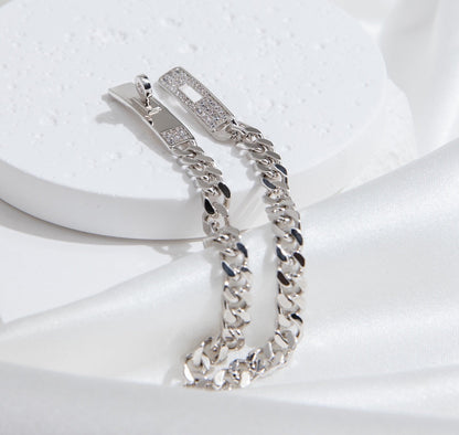 [Vellora Opalyn]KELLY CHAIN SILVER DIAMOND BRACELET