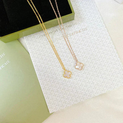 [Vellora Opalyn]CLOVER MINI 9.5MM WHITE MOTHER-OF-PEARL NECKLACE