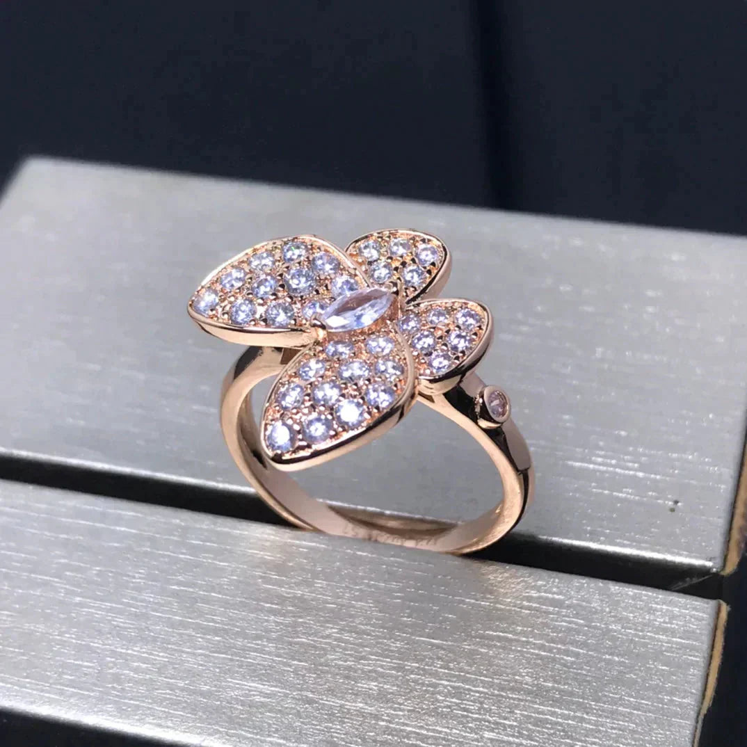 [Vellora Opalyn]BUTTERFLY PINK GOLD DIAMOND RING