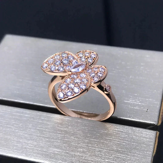 [Vellora Opalyn]BUTTERFLY PINK GOLD DIAMOND RING