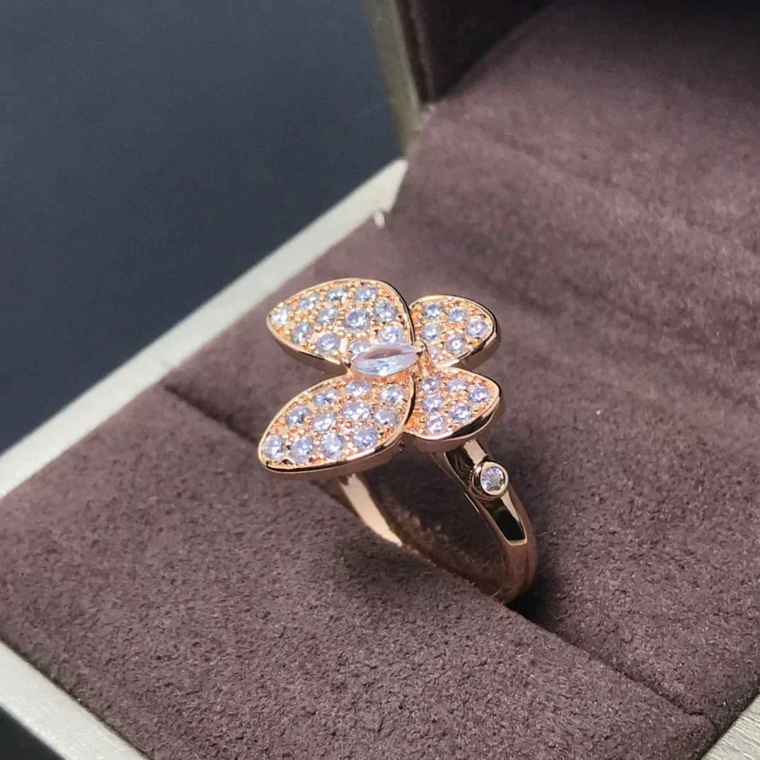 [Vellora Opalyn]BUTTERFLY PINK GOLD DIAMOND RING