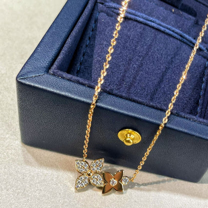 [Vellora Opalyn]STAR BLOSSOM NECKLACE PINK GOLD DIAMONDS