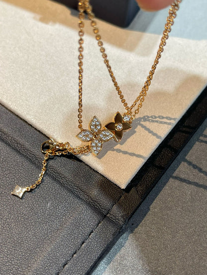 [Vellora Opalyn]STAR BLOSSOM NECKLACE PINK GOLD DIAMONDS