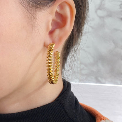 [Vellora Opalyn]CLASH LARGE HOOP EARRINGS