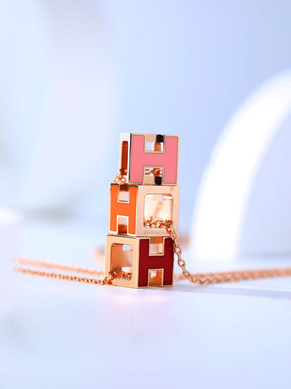[Vellora Opalyn]H CAGE PINK GOLD NECKLACE