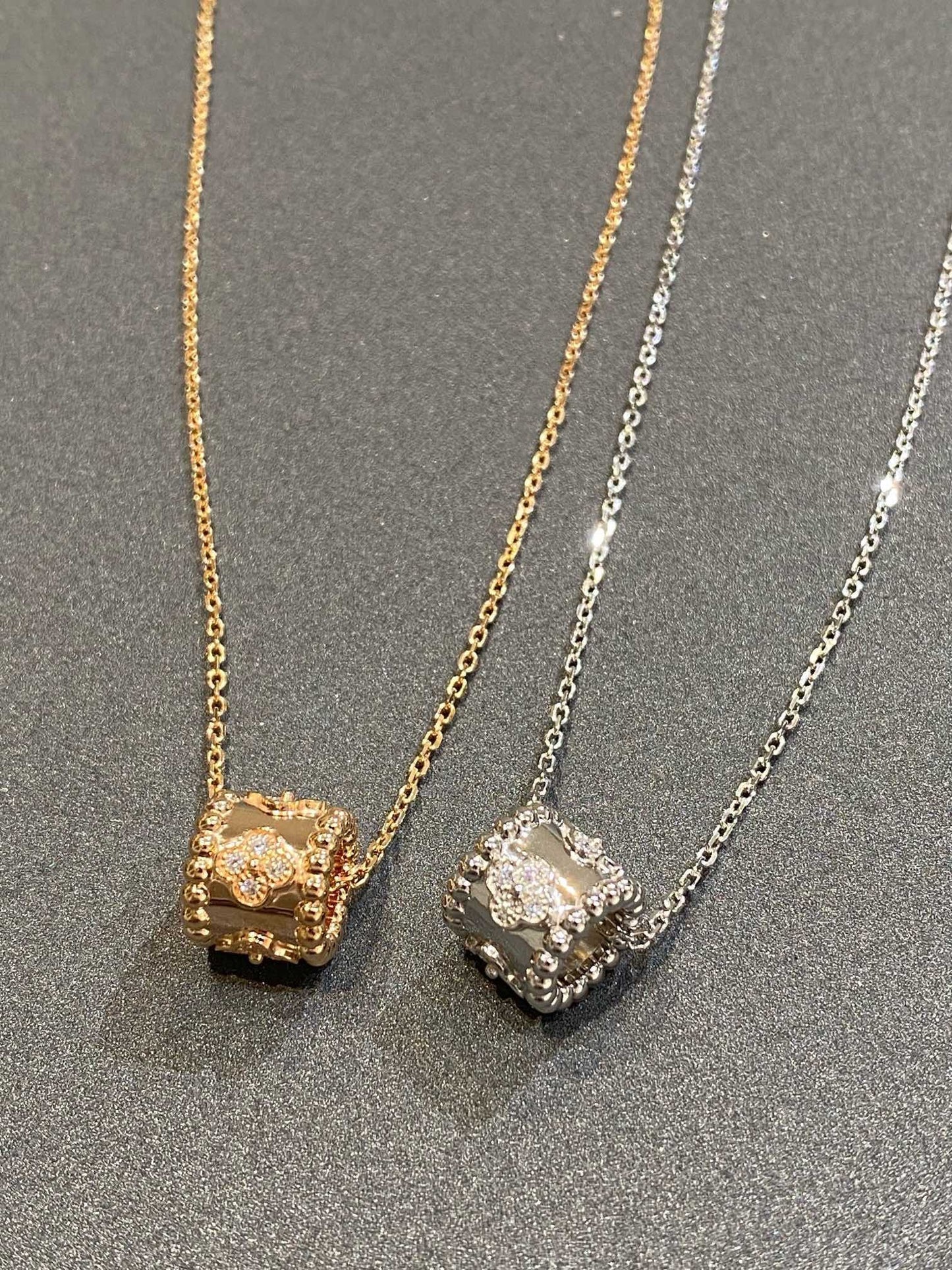 [Vellora Opalyn]PERLEE PEDANT SIVLER DIAMOND NECKLACE