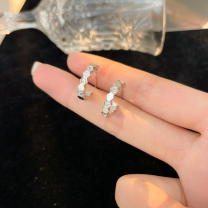 [Vellora Opalyn]BEE LOVE DIAMOND HOOP EARRINGS