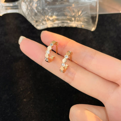 [Vellora Opalyn]BEE LOVE DIAMOND HOOP EARRINGS