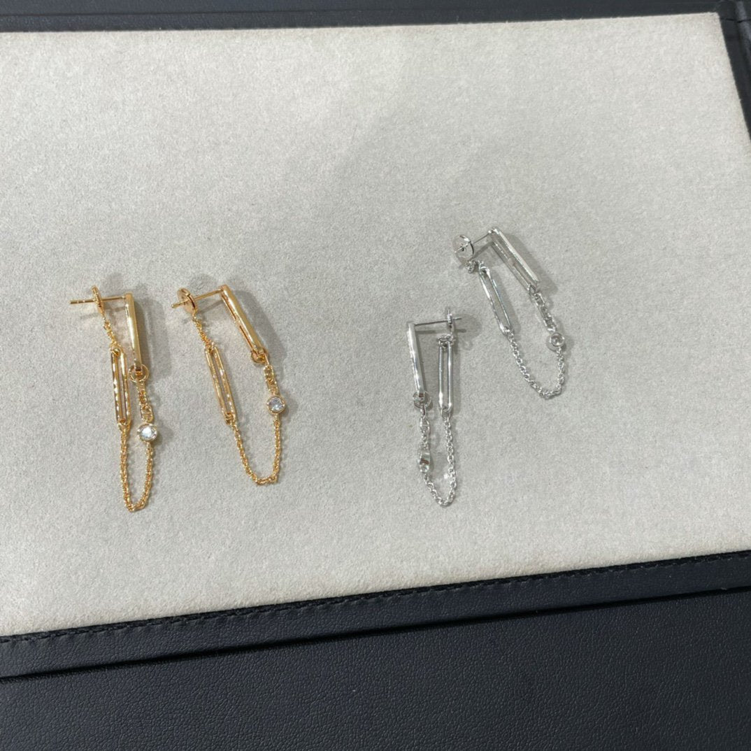 [Vellora Opalyn]CHAINE CHAOS DIAMOND DROP EARRINGS