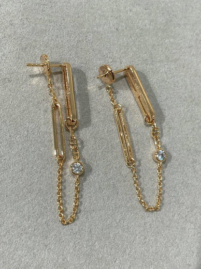 [Vellora Opalyn]CHAINE CHAOS DIAMOND DROP EARRINGS