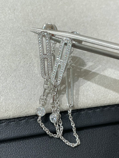 [Vellora Opalyn]CHAINE CHAOS DIAMOND DROP EARRINGS