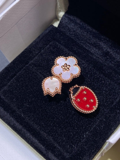 [Vellora Opalyn]LUCKY 3 MOTIF ROSE GOLD RING