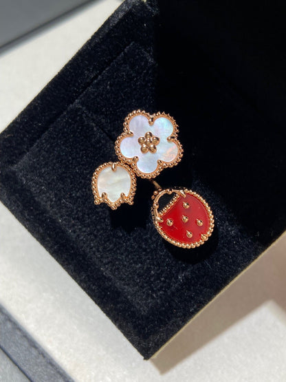 [Vellora Opalyn]LUCKY 3 MOTIF ROSE GOLD RING
