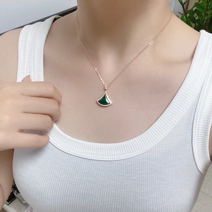 [Vellora Opalyn]DREAM MALACHITE DIAMOND PAVED PINK GOLD NECKLACE