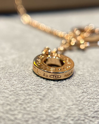 [Vellora Opalyn]DREAM MOP DIAMOND PAVED PINK GOLD NECKLACE