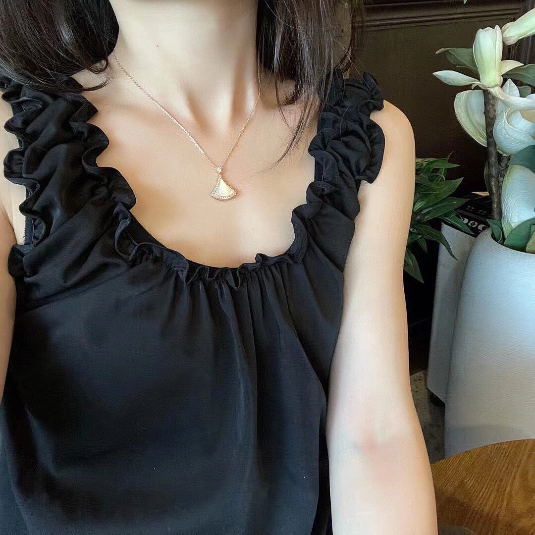 [Vellora Opalyn]DREAM MOP DIAMOND PAVED PINK GOLD NECKLACE