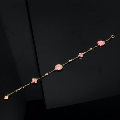 [Vellora Opalyn]STAR AND SUN 4 MOTIF PINK MOP PINK GOLD BRACELET