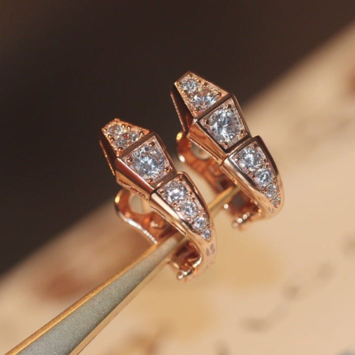 [Vellora Opalyn] SERPENT PINK GOLD DIAMOND EARRINGS