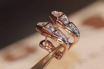 [Vellora Opalyn] SERPENT PINK GOLD DIAMOND EARRINGS