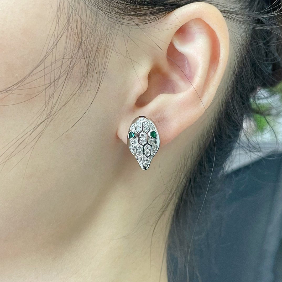 [Vellora Opalyn]SERPENT DIAMOND STUD EARRINGS