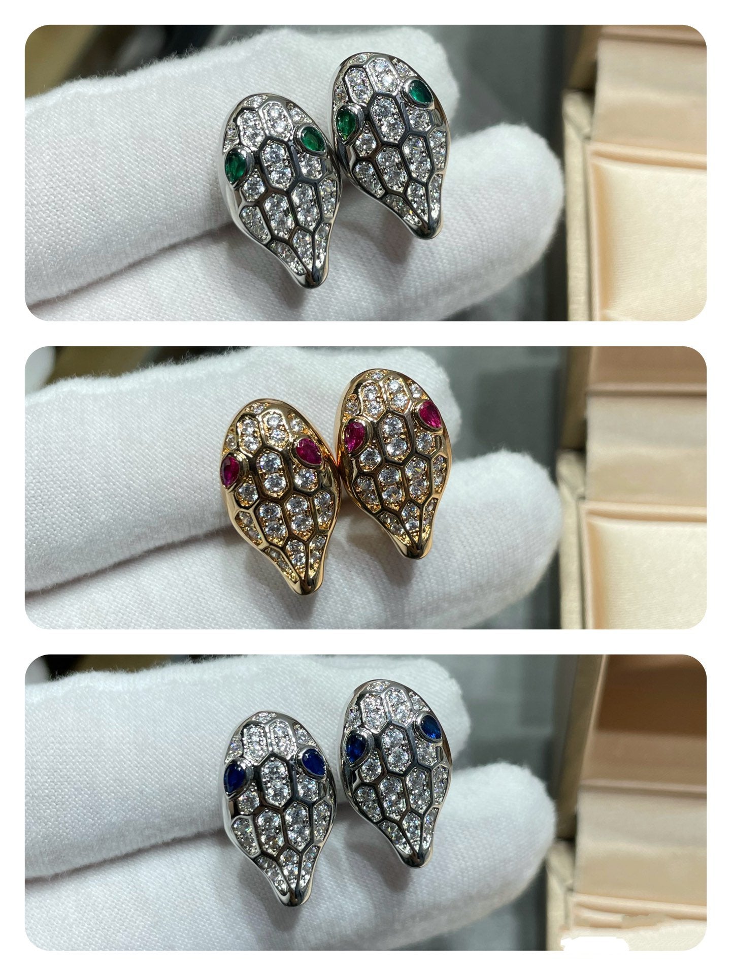 [Vellora Opalyn]SERPENT DIAMOND STUD EARRINGS