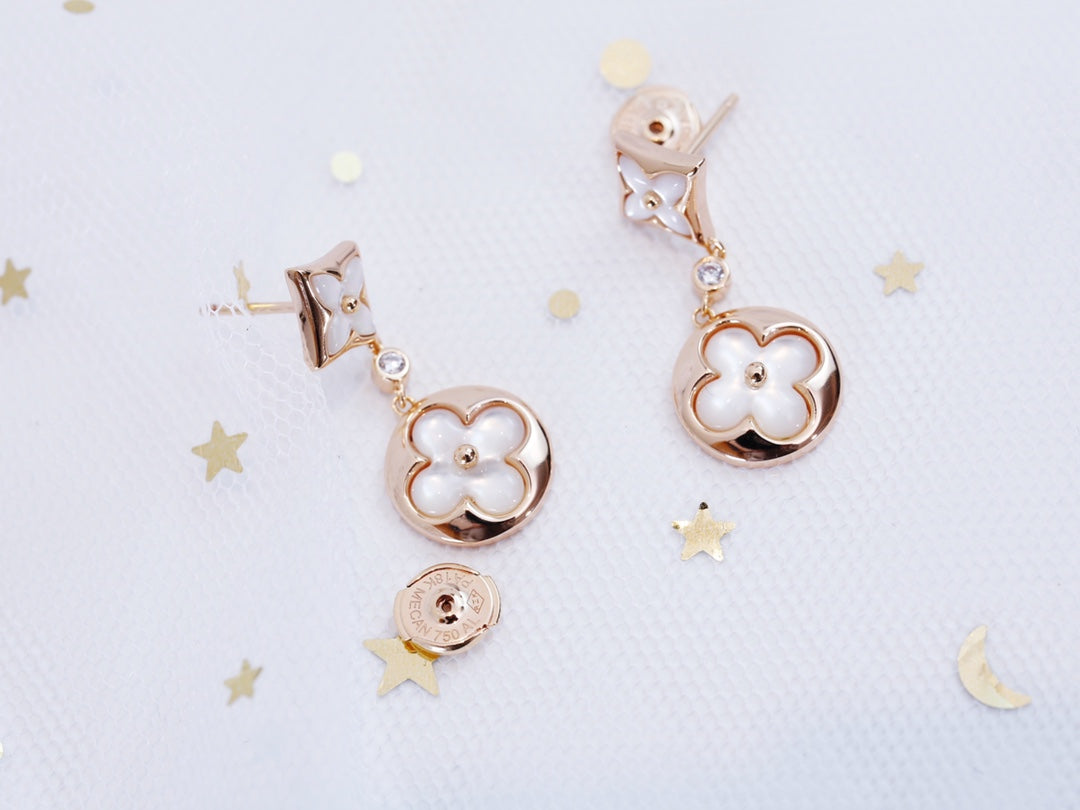 [Vellora Opalyn]STAR AND SUN PINK GOLD MOP DROP EARRINGS