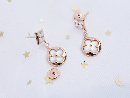 [Vellora Opalyn]STAR AND SUN PINK GOLD MOP DROP EARRINGS