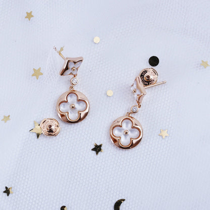 [Vellora Opalyn]STAR AND SUN PINK GOLD MOP DROP EARRINGS