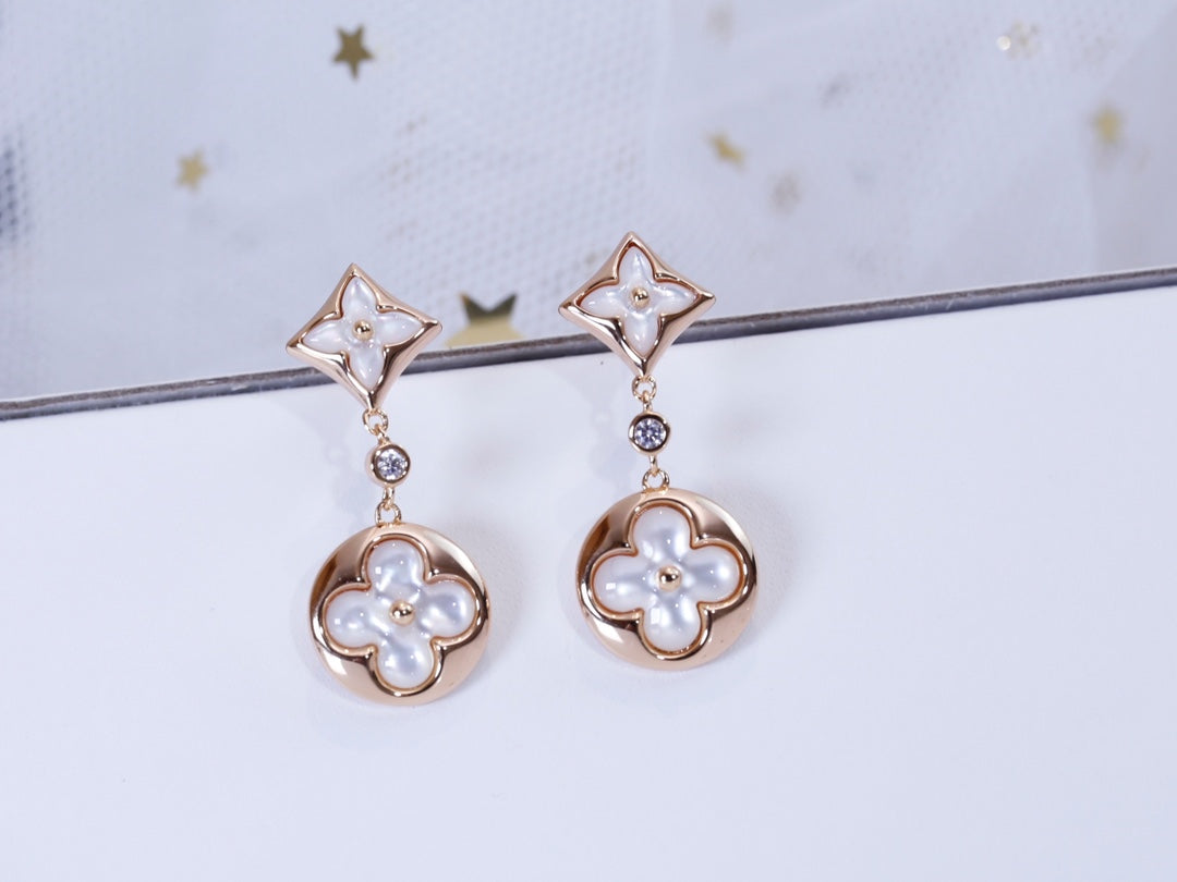 [Vellora Opalyn]STAR AND SUN PINK GOLD MOP DROP EARRINGS
