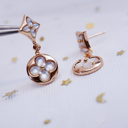 [Vellora Opalyn]STAR AND SUN PINK GOLD MOP DROP EARRINGS
