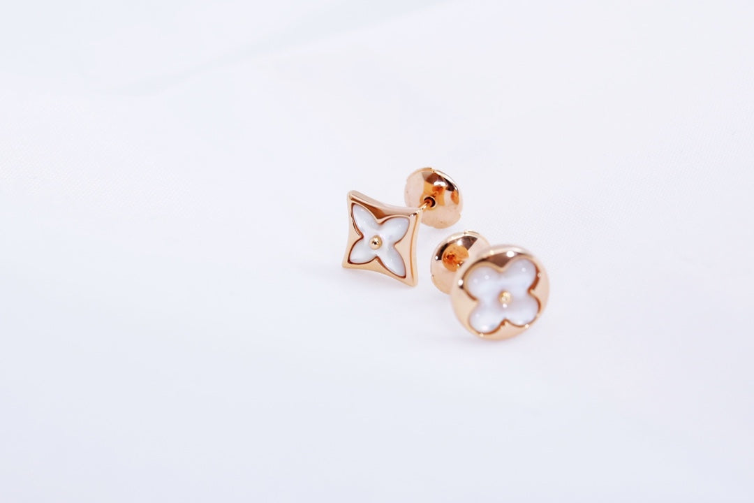 [Vellora Opalyn]STAR AND SUN PINK GOLD MOP STUD EARRINGS